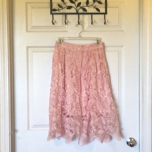 Midi Pink Lace Skirt